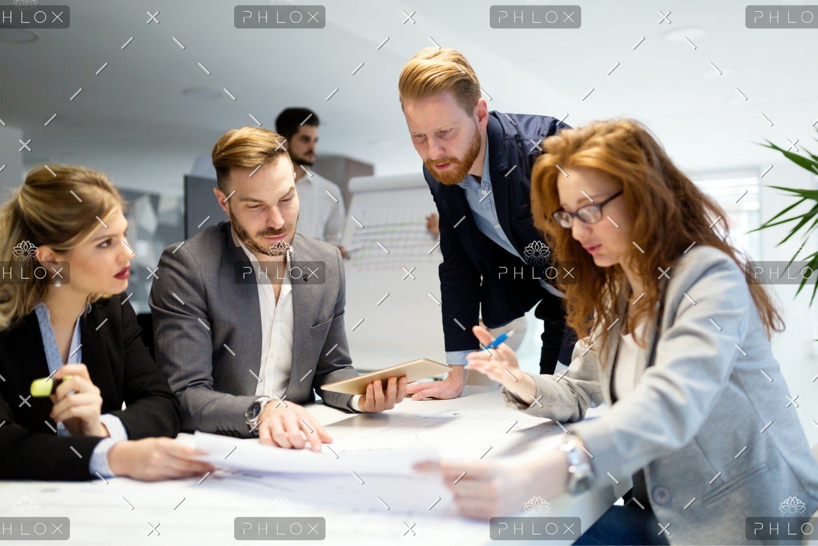 Business People Working Together On Project And B3MZ4TX
